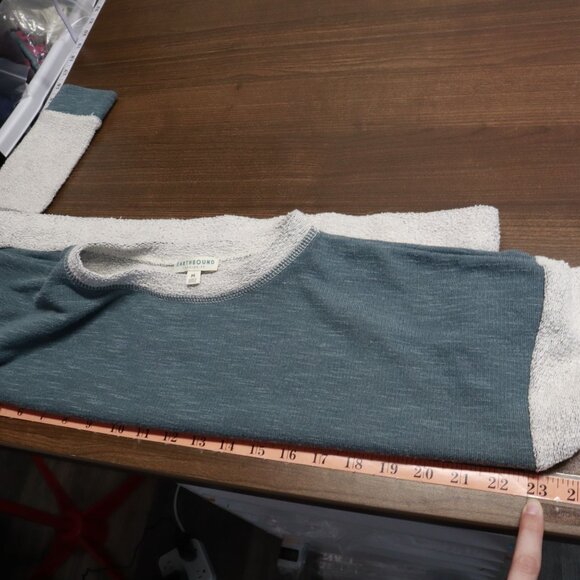 Earthbound Cropped Sweatshirt Women M Teal Athleisure Boho Color Block Weekend - Picture 8 of 12